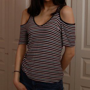 Harlowe & Graham Striped Open Shoulder Tank
